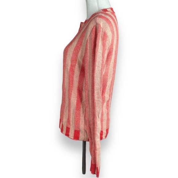 27 Miles Malibu Poppy Cotton Knit Crew Neck Sweater Faded Red Stripes Classic - Picture 3 of 9